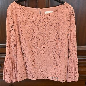 Laundry By Shelli Segal Lace Blouse in Soft mauvey pink